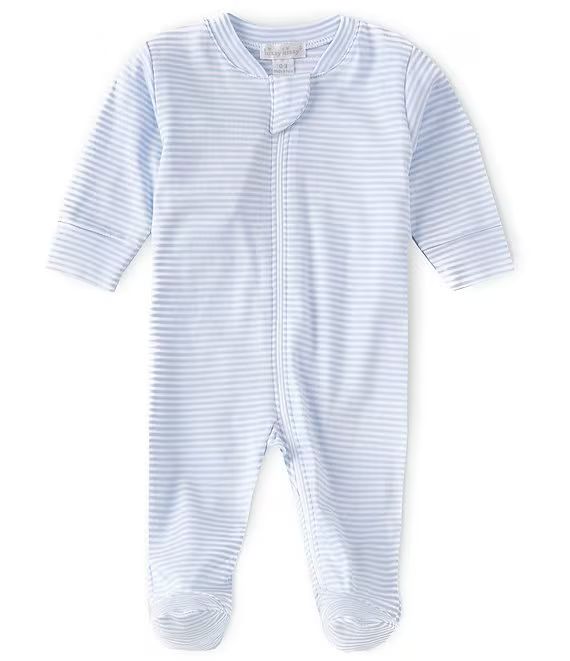 Baby Boys Newborn-9 Months Long Sleeve Simple Blue And White Striped Zip Footie Coverall | Dillard's