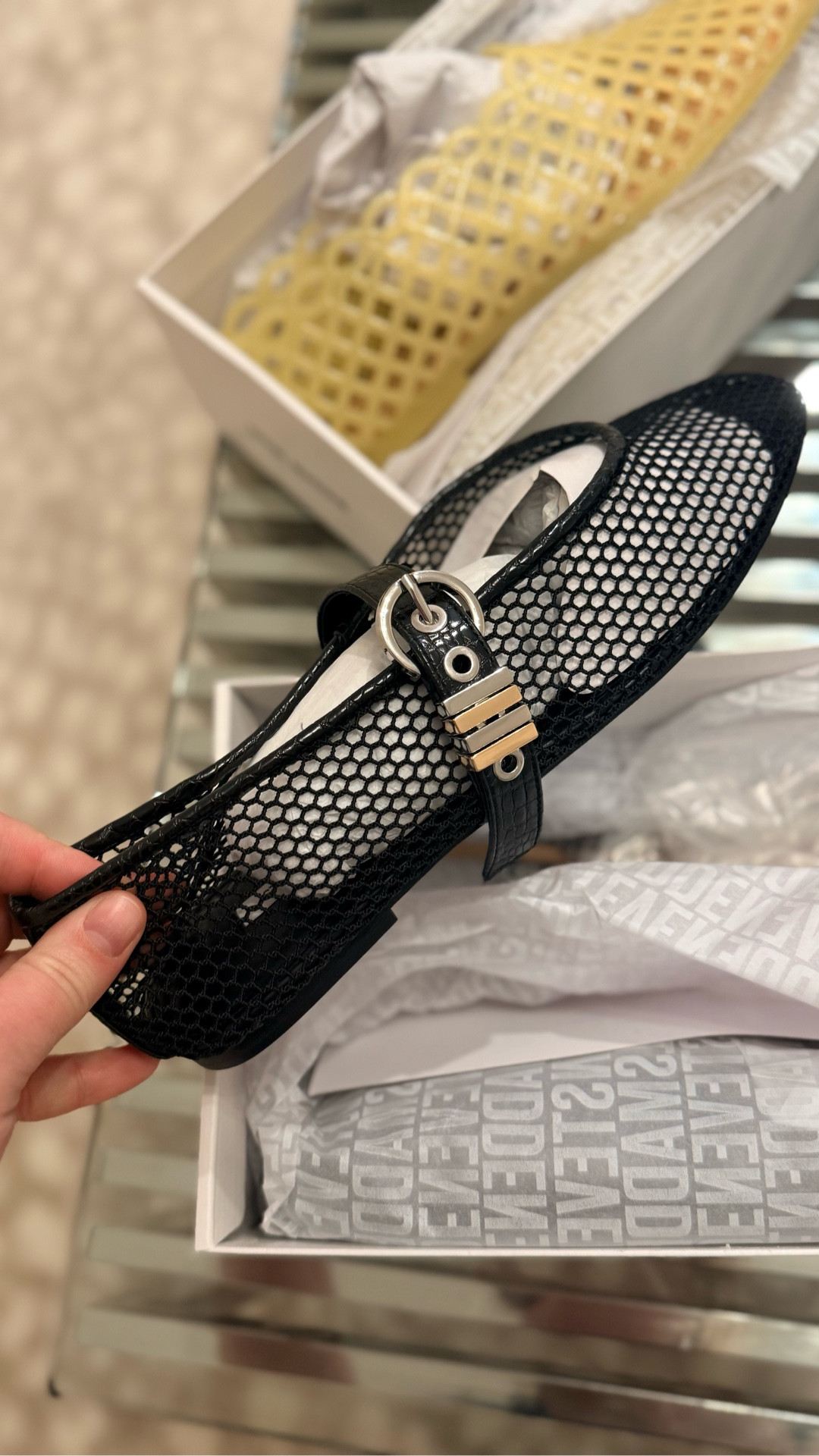 Mesh and Mary Jane are two shoe style that are still going strong and the shape of this shoe is just perfect. Instant chic factor. From @Steve Madden US use code Save10