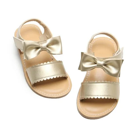 Toddler Girl Gold Sandals Size 7 Easter Flower Girl Dress Shoes Open Toe Little Kid Summer Flats | Walmart (US)