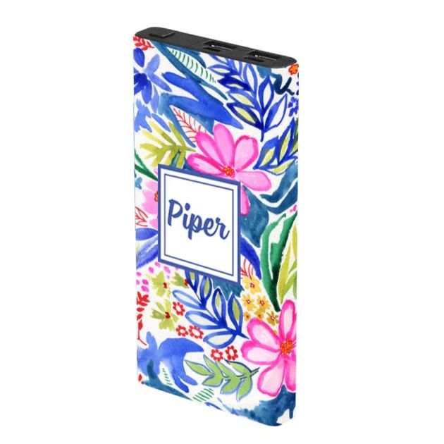 Monogram Ditsy Flower Power Bank | Classy Chargers