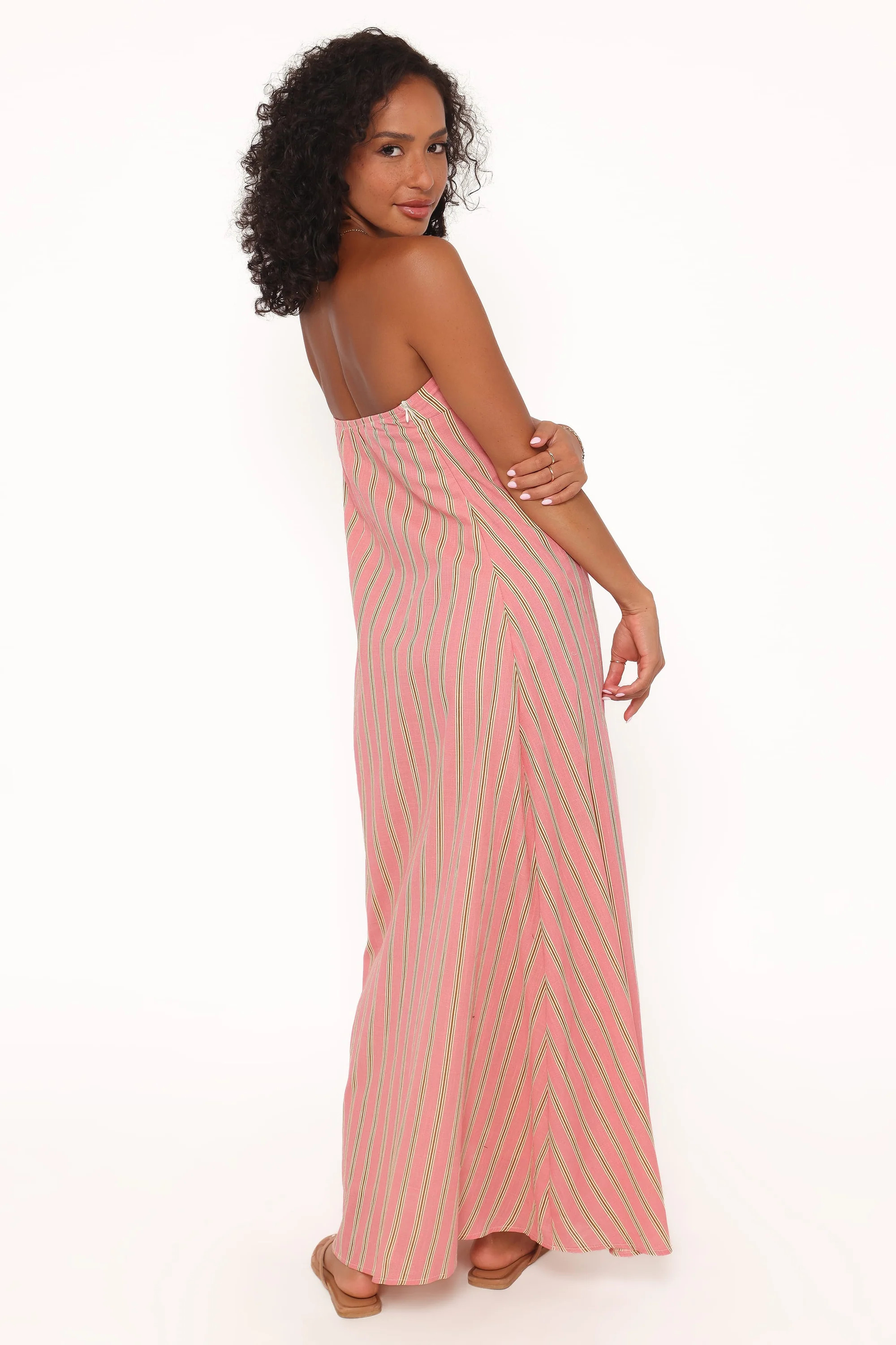 Soph Strapless Maxi Dress - Pink Stripe | Petal & Pup (US)
