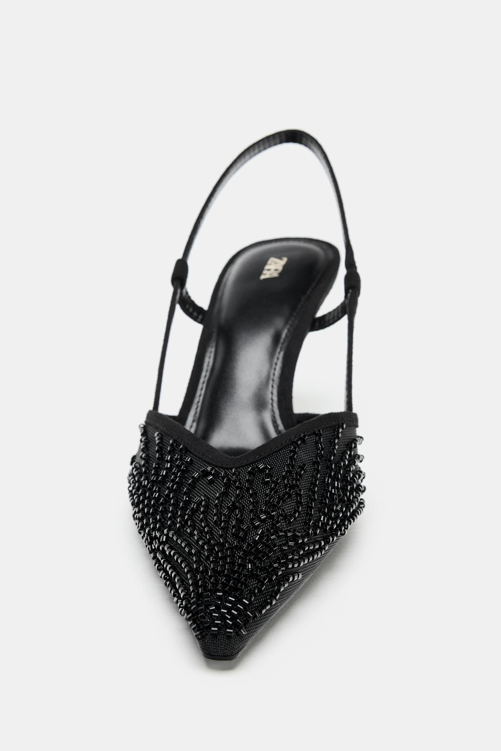 SPARKLY MESH SLINGBACK HEELS | Zara US