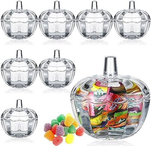 Tanlade 8 Pcs Glass Pumpkin Candy Jar Halloween Candy Bowl Jars with Lids Pumpkin Container with ... | Amazon (US)