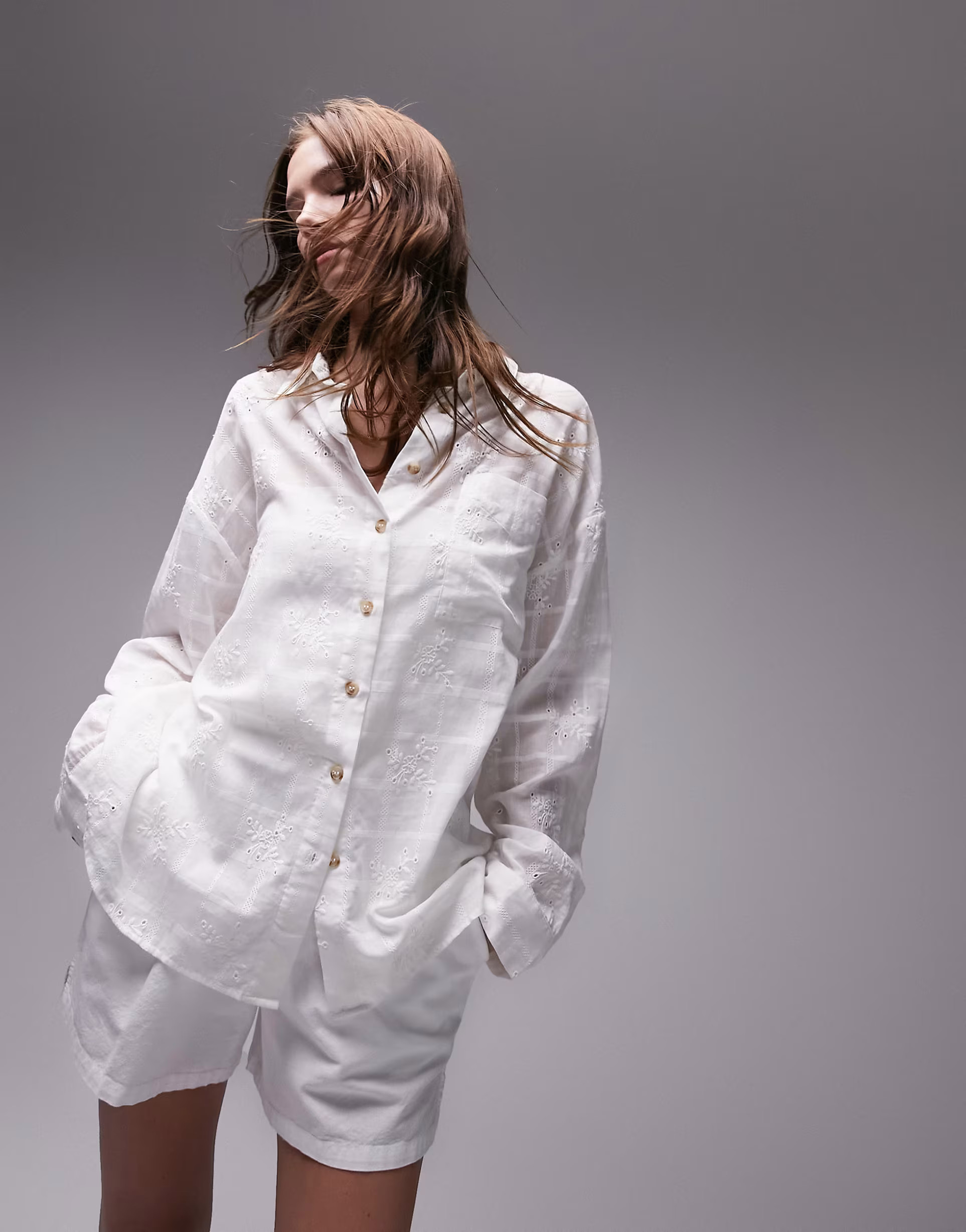 Topshop floral embroidered beach shirt in white | ASOS (Global)