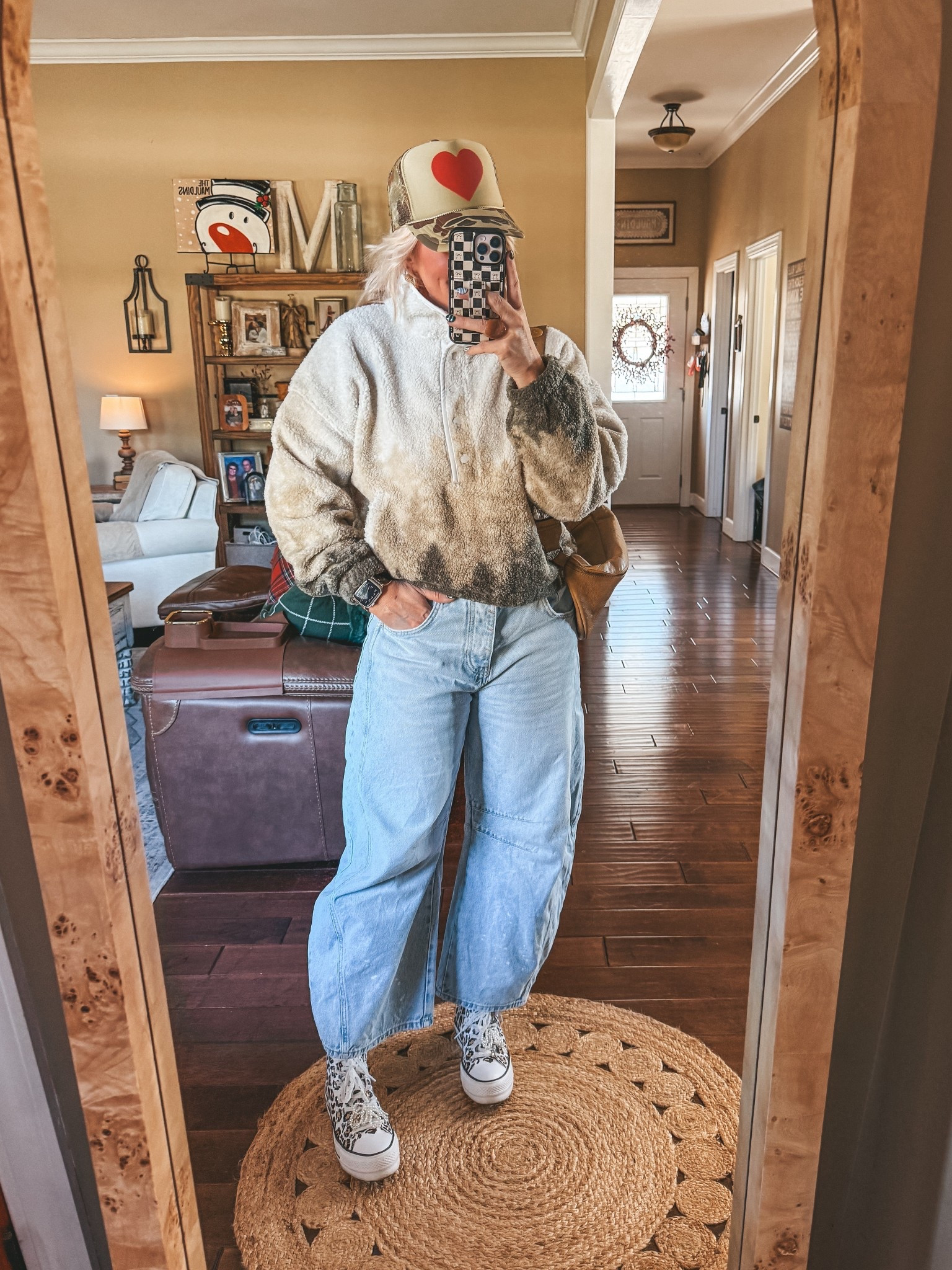 This sherpa pullover is the coziest! I’m wearing a medium and it’s on sale! It also comes in leopard!! 👏🏼🥰
These jeans I size down one in and I also size down in converse. 


#LTKHoliday #LTKStyleTip #LTKootd