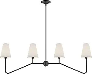 Electro bp;47" W 4-Light Linear Kitchen Island Lighting Fixture Classic Chandeliers Matt Black wi... | Amazon (US)
