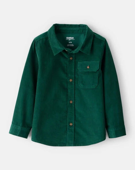 Toddler Boy Corduroy Long-Sleeve Button-Down Shirt - Green | Carter's Inc