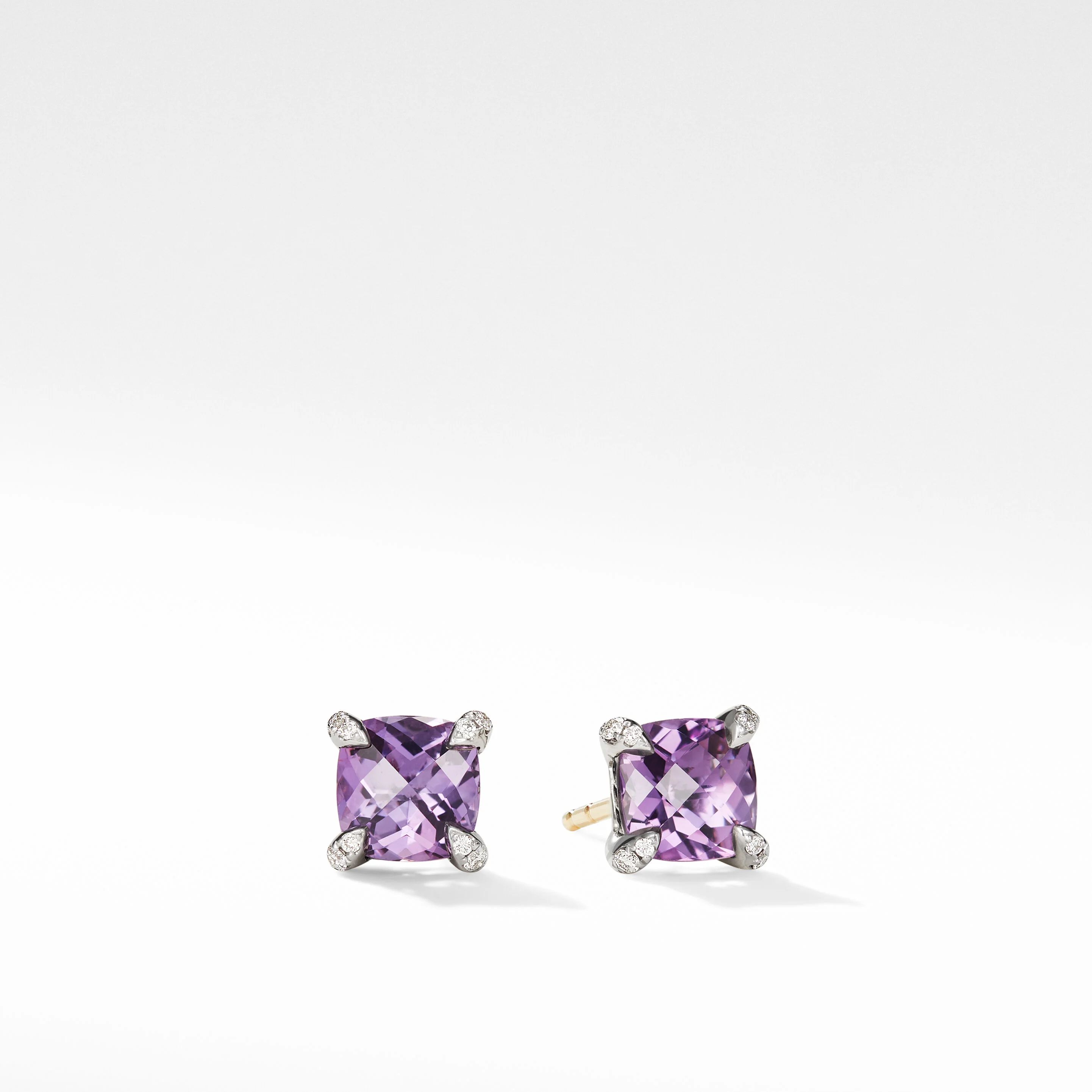 Petite Chatelaine® Stud Earrings in Sterling Silver with Amethyst and Pavé Diamonds | David Yurman