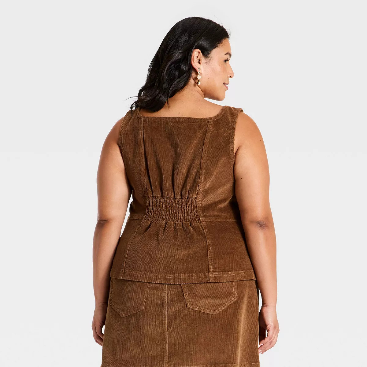 Women's Plus Peplum Cord Tank Top - Ava & Viv™ Brown XXL | Target
