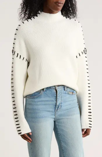Elodie Contrast Stitch Mock Neck Sweater | Nordstromrack | Nordstrom Rack