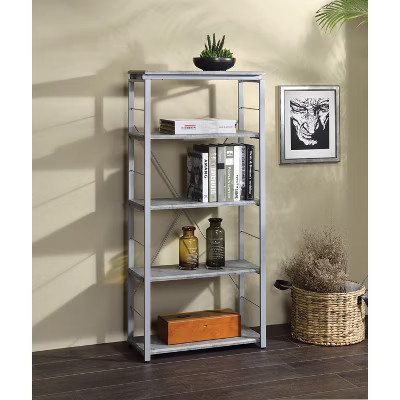 PAGED Rectangular Bookshelf Modern Storage Shelves with Metal Frame for Living Room, Study Room, Gray+Silver | Target