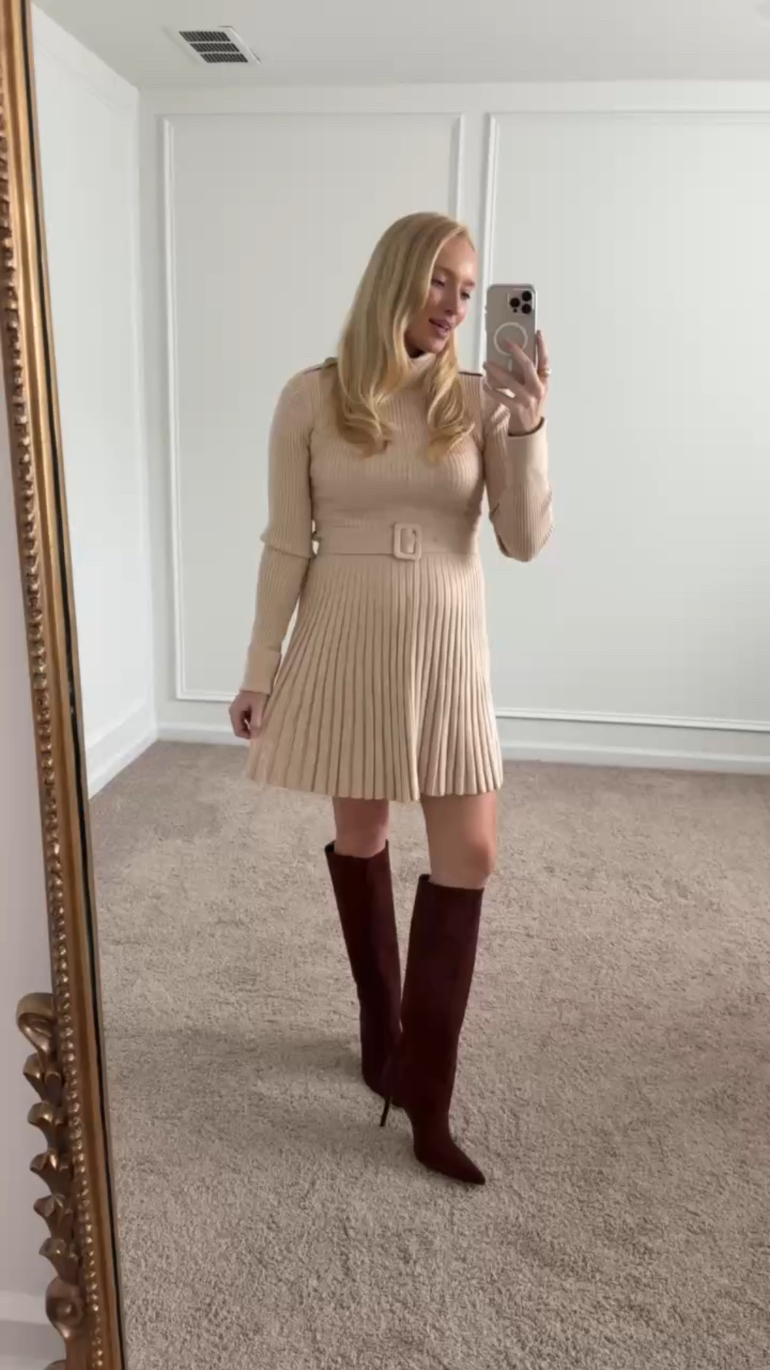 This is one of the dresses I was most excited about in the Nordstrom anniversary sale! I love how classic and chic it is. You could wear this to work or on a date night. Wearing size medium. Nsale dresses // fall dresses // winter dresses // workwear // work outfits // date night outfits 

#LTKSaleAlert #LTKWorkwear #LTKBump