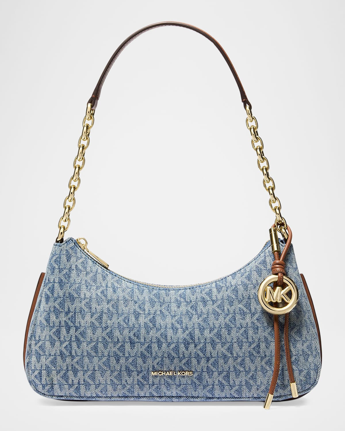 Nolita Medium Logo-Print Denim Shoulder Bag | Neiman Marcus