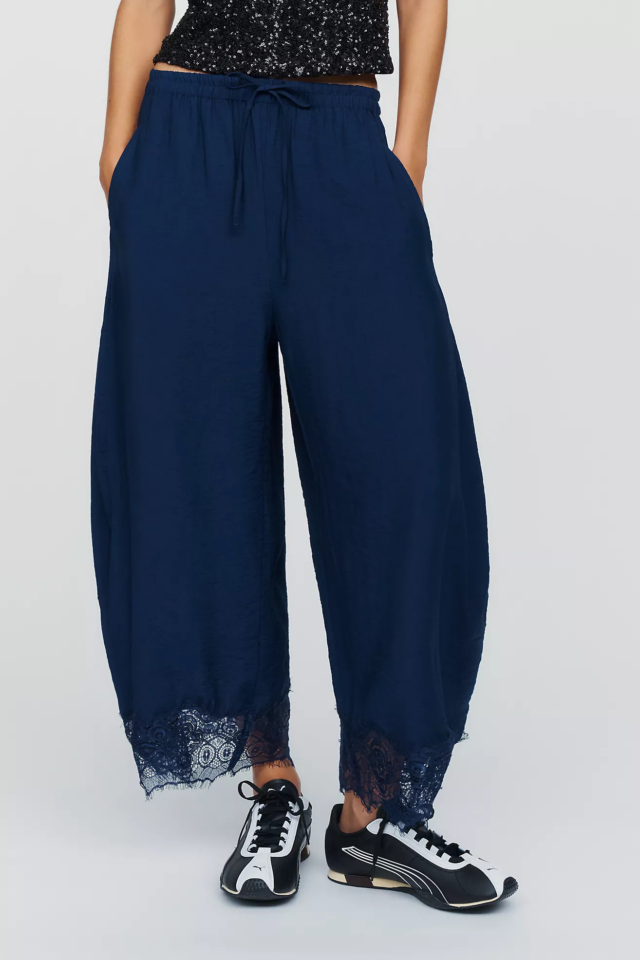 Reverie Lace-Trim Tapered Pants | Anthropologie (US)