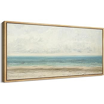 MUDECOR Extra Large Framed Canvas Print Wall Art Serene Seaside Subtle Beach and Ocean Landscape ... | Amazon (US)