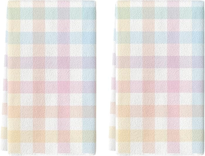Artoid Mode Buffalo Plaid Colorful Easter Kitchen Towels Dish Towels, 18x26 Inch Spring Farmhouse... | Amazon (US)