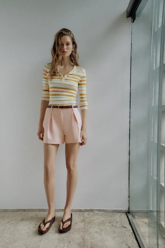 BELTED PLEATED SHORTS | Zara US