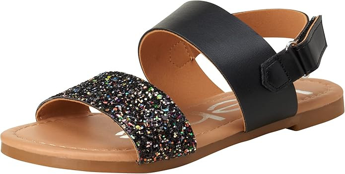 bebe Girls’ Sandals – Kids’ 2 Strap Open Toe Sandals – Cute Glittery Sandals – Summer S... | Amazon (US)