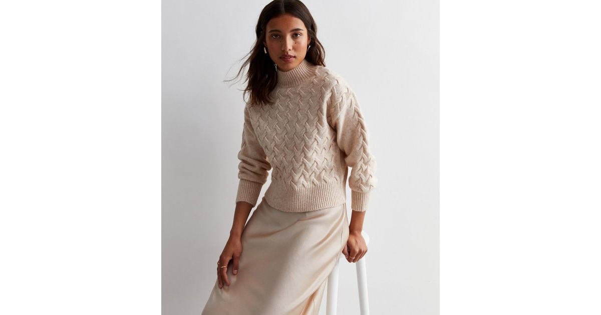 Cream Cross Stitch Knit High Neck Jumper
						
						Add to Saved Items
						Remove from Saved ... | New Look (UK)