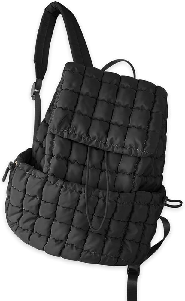 izuzta Quilted Puffer Backpack for Women, Lightweight Soft Nylon Quilted Hiker Pack Top Flap Draw... | Amazon (US)