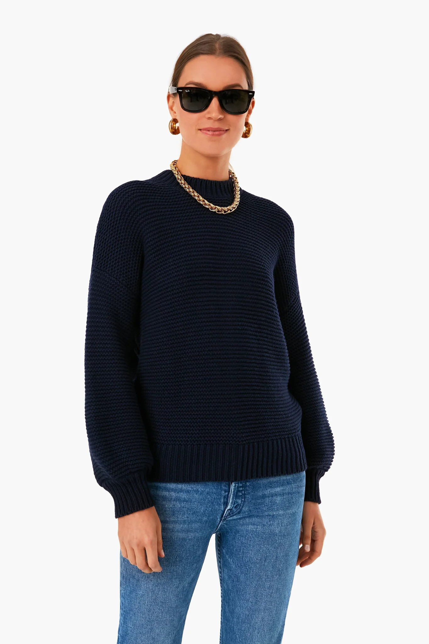 Dark Navy Button Back Crewneck Sweater | Tuckernuck (US)
