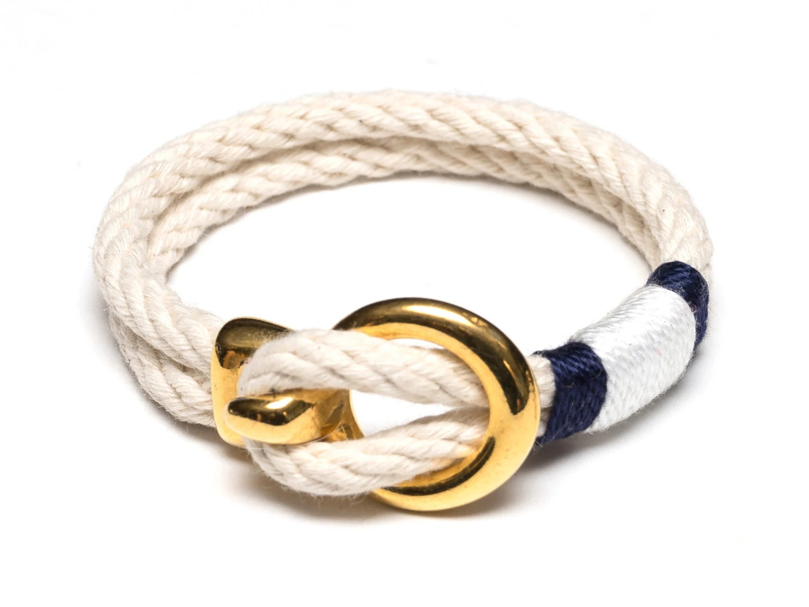 Nautical Rope Bracelet / Gold Hook Clasp Bracelet / Ivory Rope Bracelet / Navy Blue Rope Bracelet... | Etsy (Global)