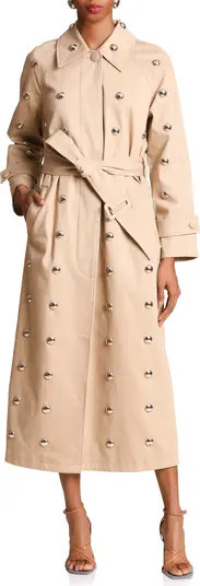 Stud Detail Cotton Blend Trench Coat | Nordstrom