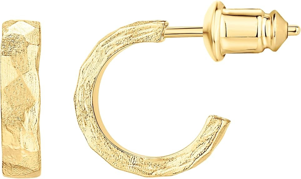 PAVOI 14K Gold Plated Thin Square Edge Open Hoop Earrings for Women | Trendy Lightweight Open Hoo... | Amazon (US)