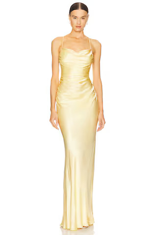 Shona Joy La Lune Lace Back Maxi Dress in Lemon from Revolve.com | Revolve Clothing (Global)