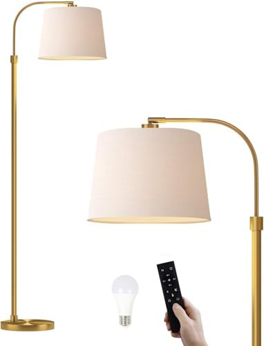 Oneach 62" Arc Floor Lamp for Living Rooms, Gold Tall Standing Lamps with Remote and Stepless Dimmable Bulb, Modern Reading Light for Bedrooms Corner Nursery Kid Office (Bulb Included) | Amazon (US)