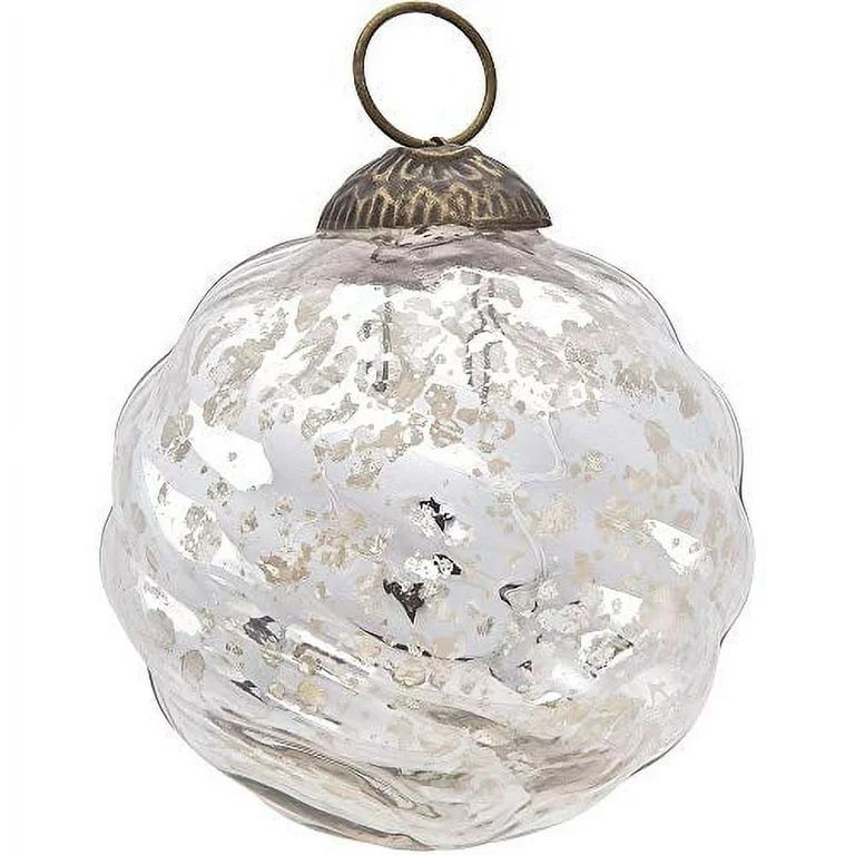 Luna Bazaar Large Mercury Glass Ball Ornament (3-Inch, Silver, Swirl Motif, Solene Design, Single... | Walmart (US)