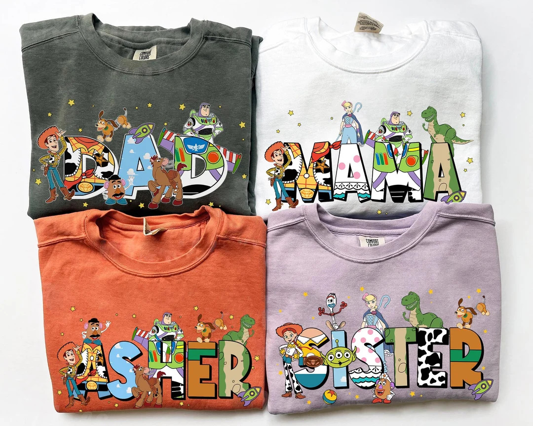 Custom Name Toy Story Family Matching Comfort Colors Shirt, Disney Mom Dad T-shirt, Personalized ... | Etsy (US)