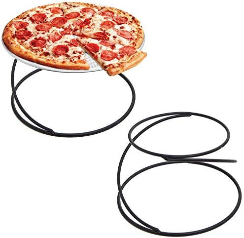 MyGift Modern Black Metal Wire Tabletop Pizza Tray Holder with Spiral Design, Pizza Box Riser Servin | Amazon (US)