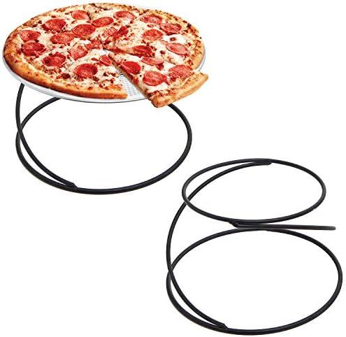 MyGift Modern Black Metal Wire Tabletop Pizza Tray Holder with Spiral Design, Pizza Box Riser Servin | Amazon (US)