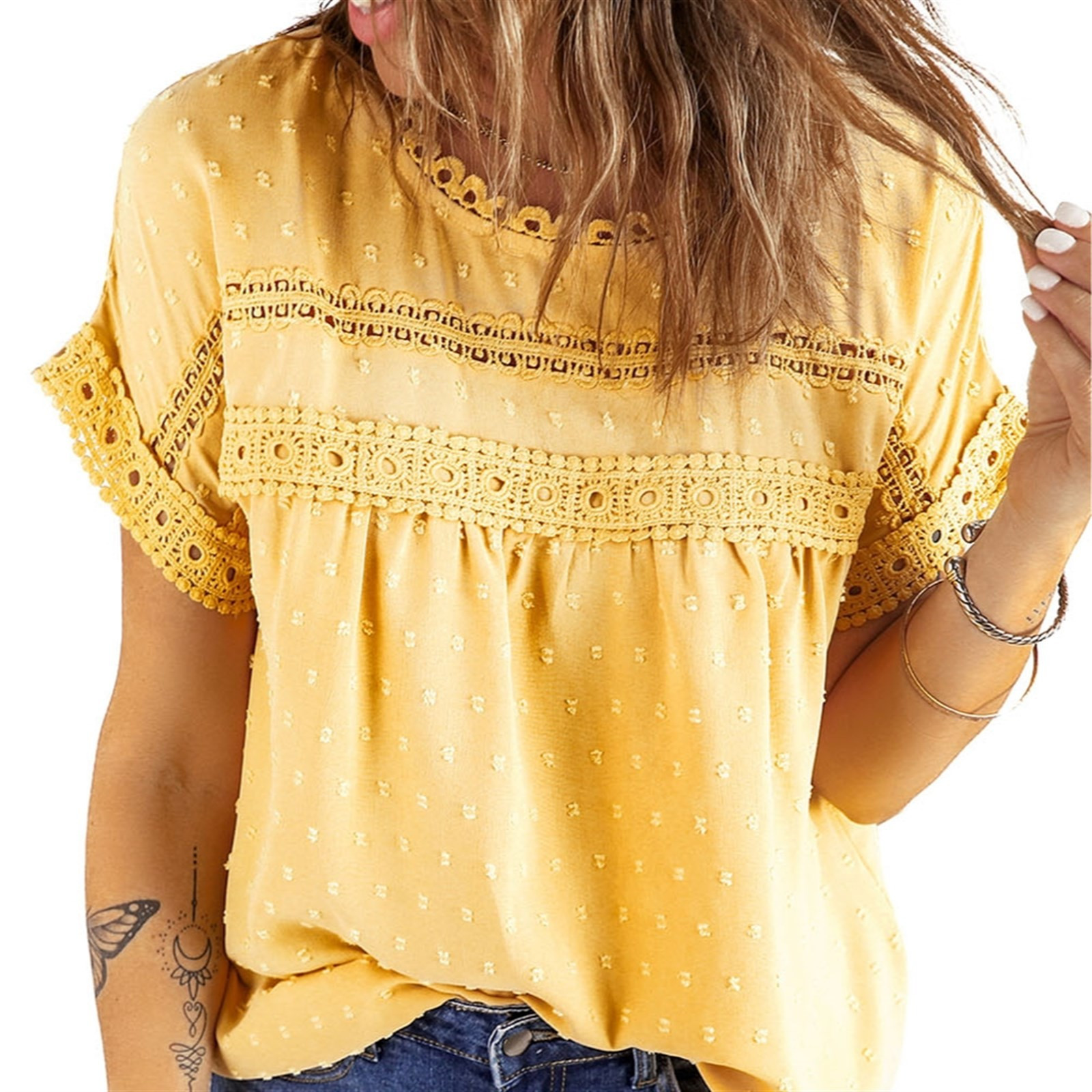 Crochet Buttoned-Back Top | Jane