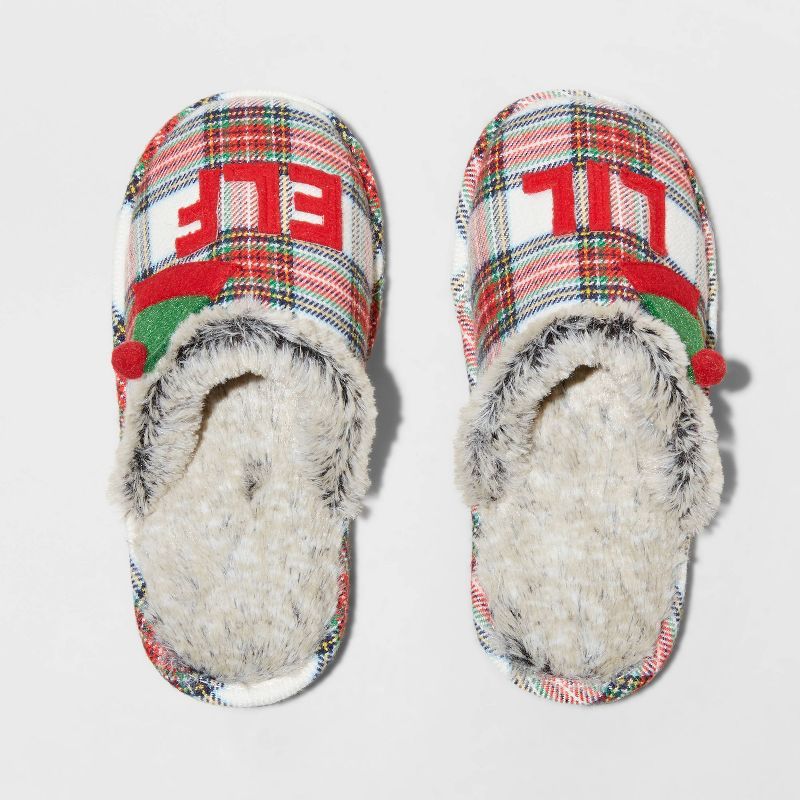 Girls' Lil Elf Plaid Slide Slippers - Wondershop™ | Target