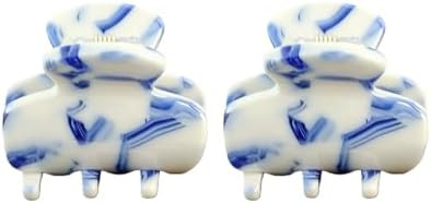 2Pcs Novelty Porcelain Print Small Claw Clips for Women Girls Blue and White Marble Boho Hair Jaw... | Amazon (US)