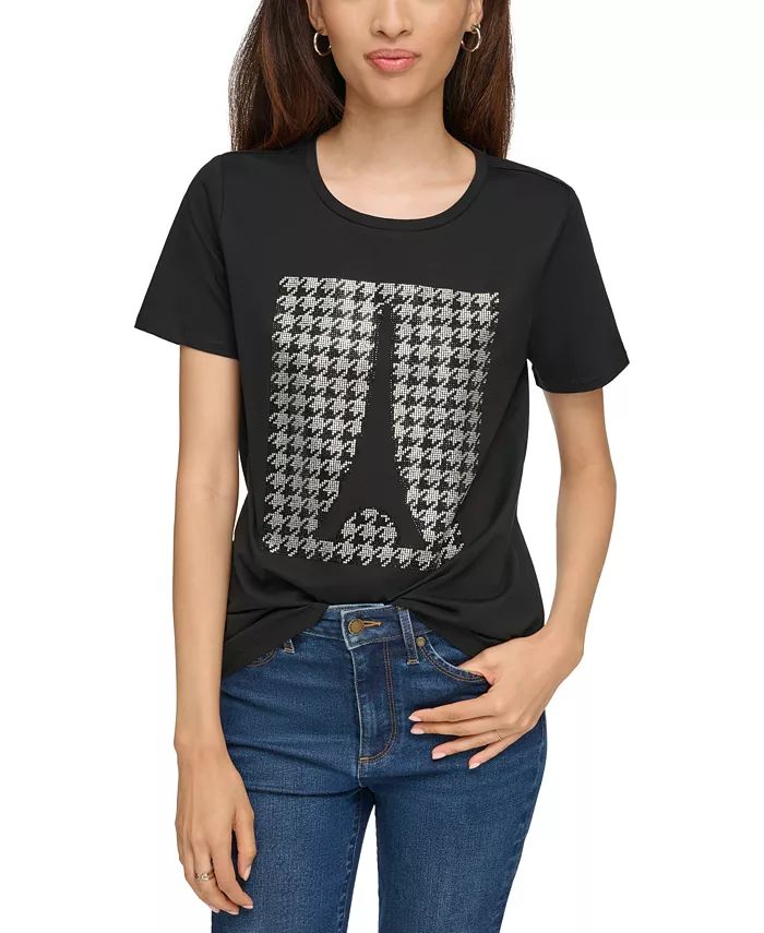 Women's Houndstooth Eiffel Tower T-Shirt | Macy's Canada