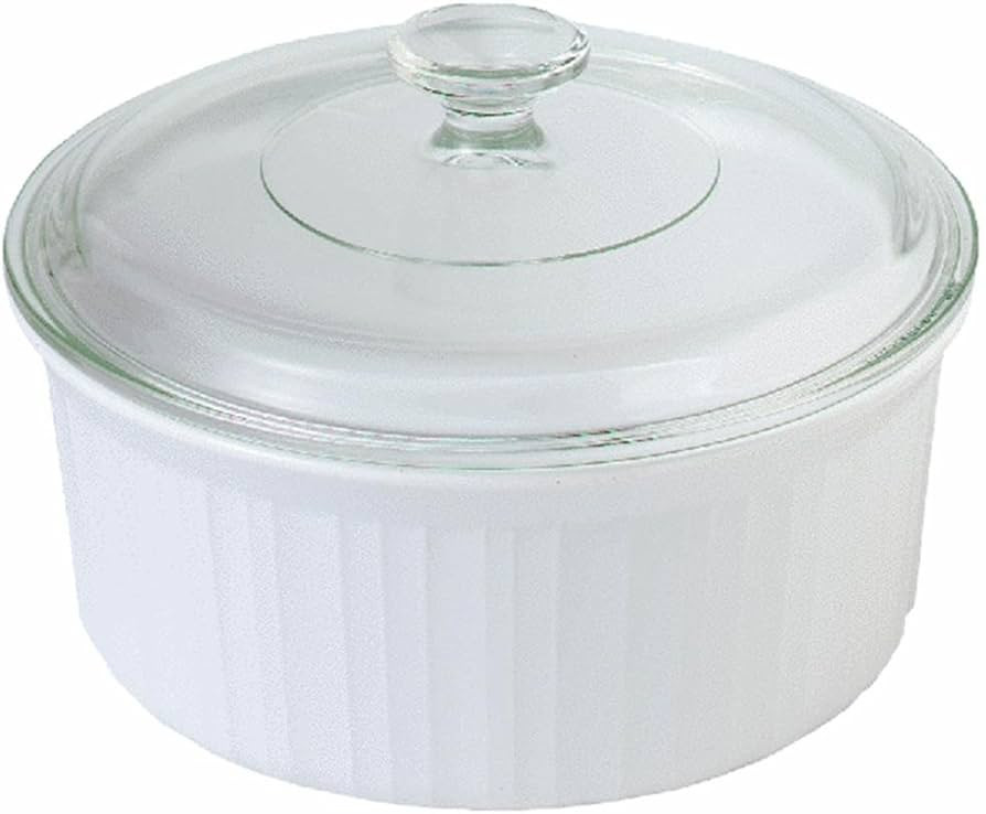 CorningWare 2-1/2-Quart Round French White Casserole Dish Set With Matching Glass Cover - Lid Set | Amazon (US)