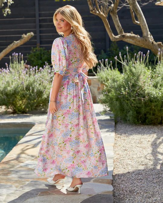 Garden Gala Puff Sleeve Floral Maxi Dress | VICI Collection