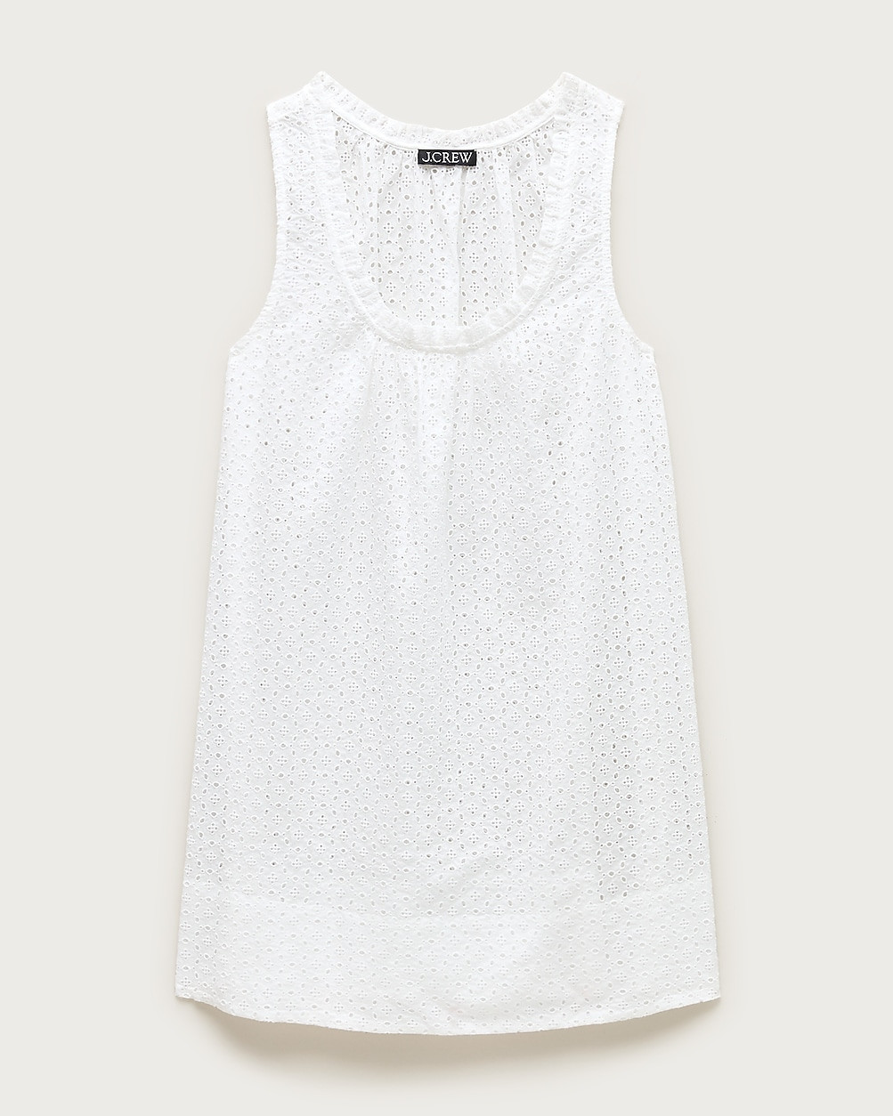 Ruffle-trim scoopneck eyelet mini dress | J. Crew US