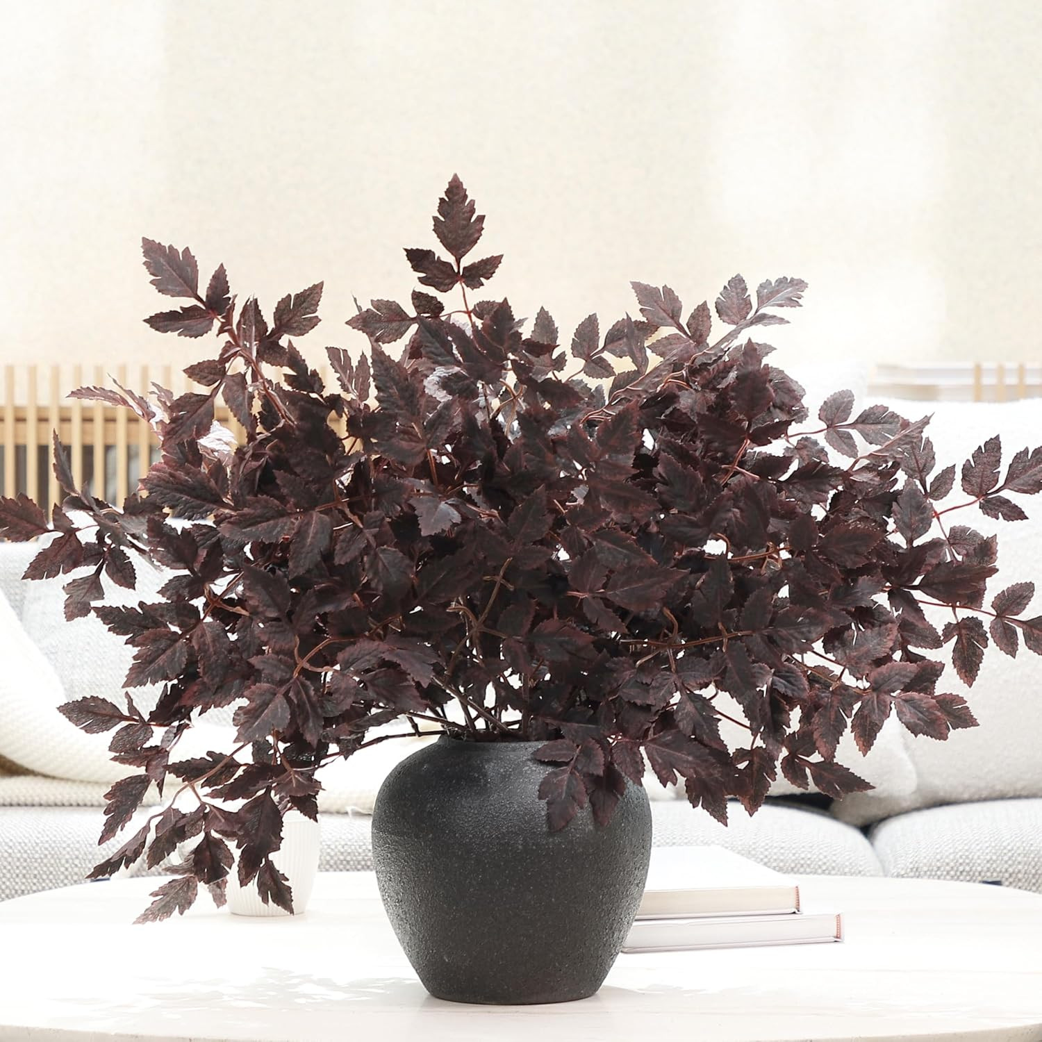 PERFNIQUE 6 Pack Artificial Plum Cimicifuga Leaf Sprays, 24" Faux Ramosa Branches for Vase, Fall Floral Stems for Table Centerpiece, Farmhouse, Wedding, Mantel, or Halloween Decor | Amazon (US)