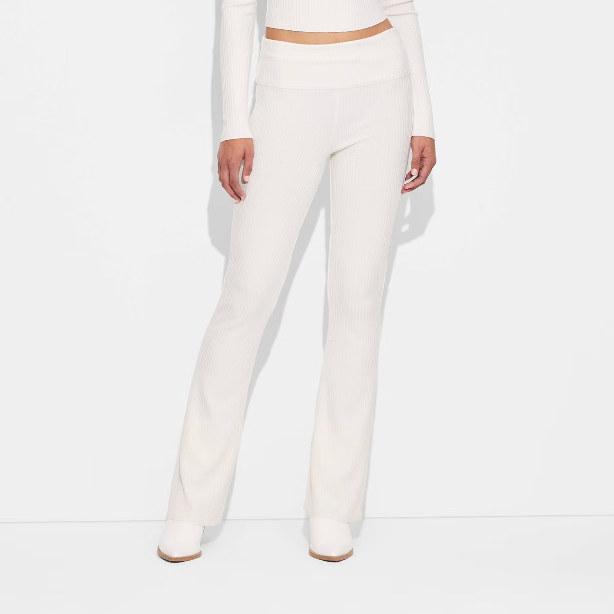 Women's Ribbed Foldover Waistband Flare Leggings - Wild Fable™ | Target