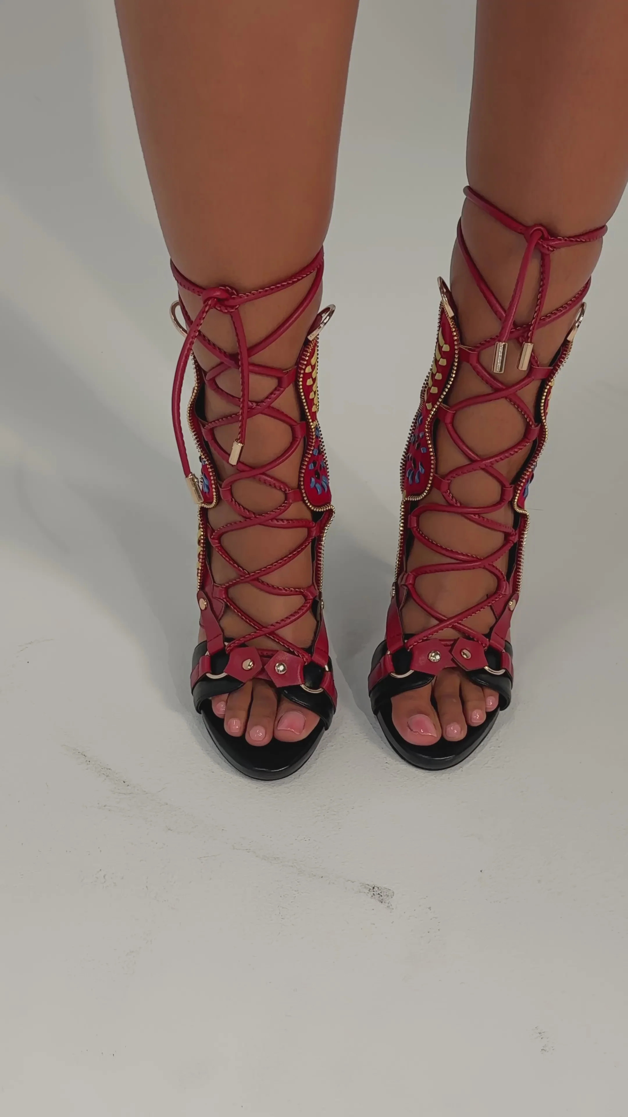 AZALEA WANG SHAINIA BLACK MULTI SUEDE STILETTO SANDAL | AKIRA