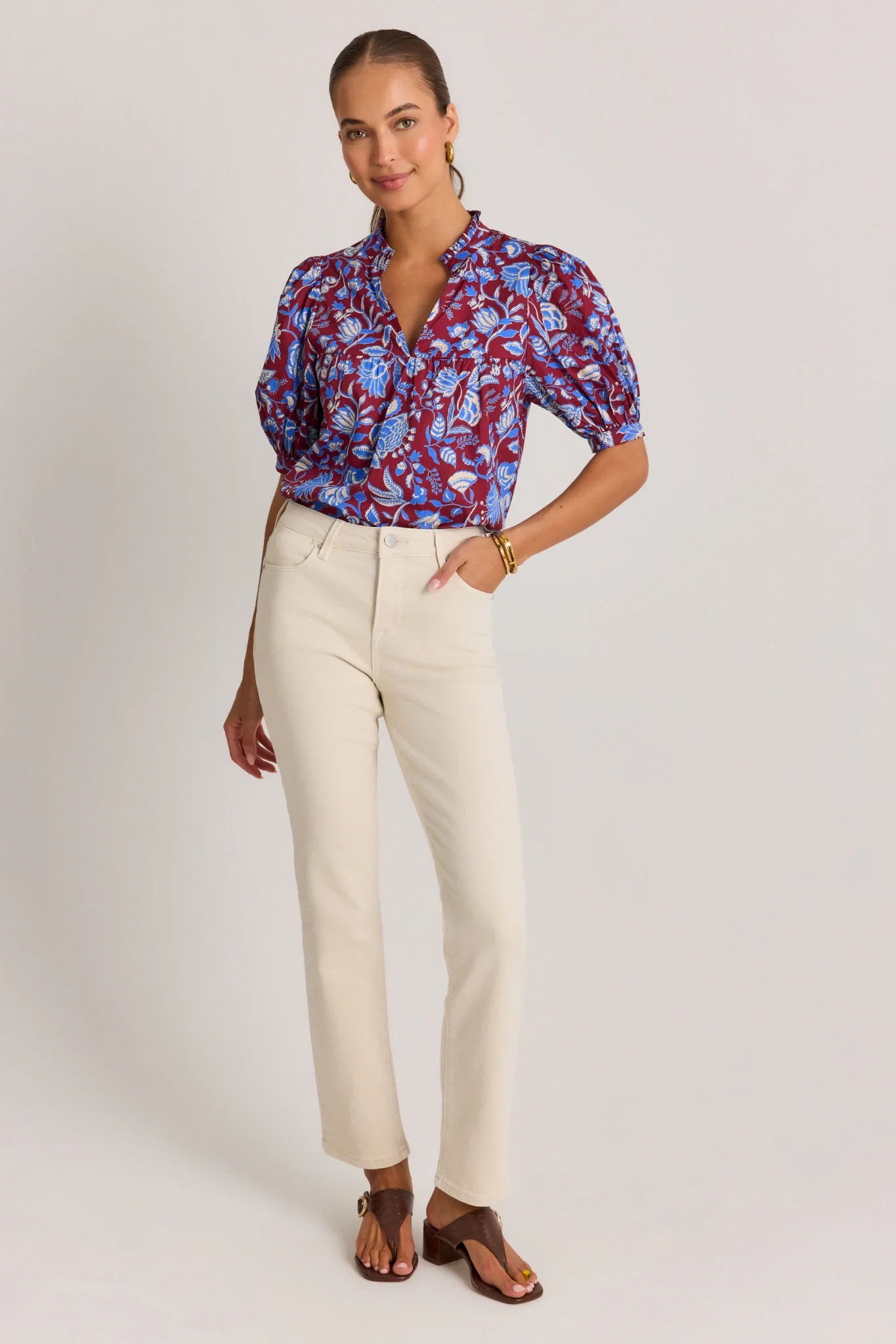 Lyla Burgundy Floral Printed Top | Avara