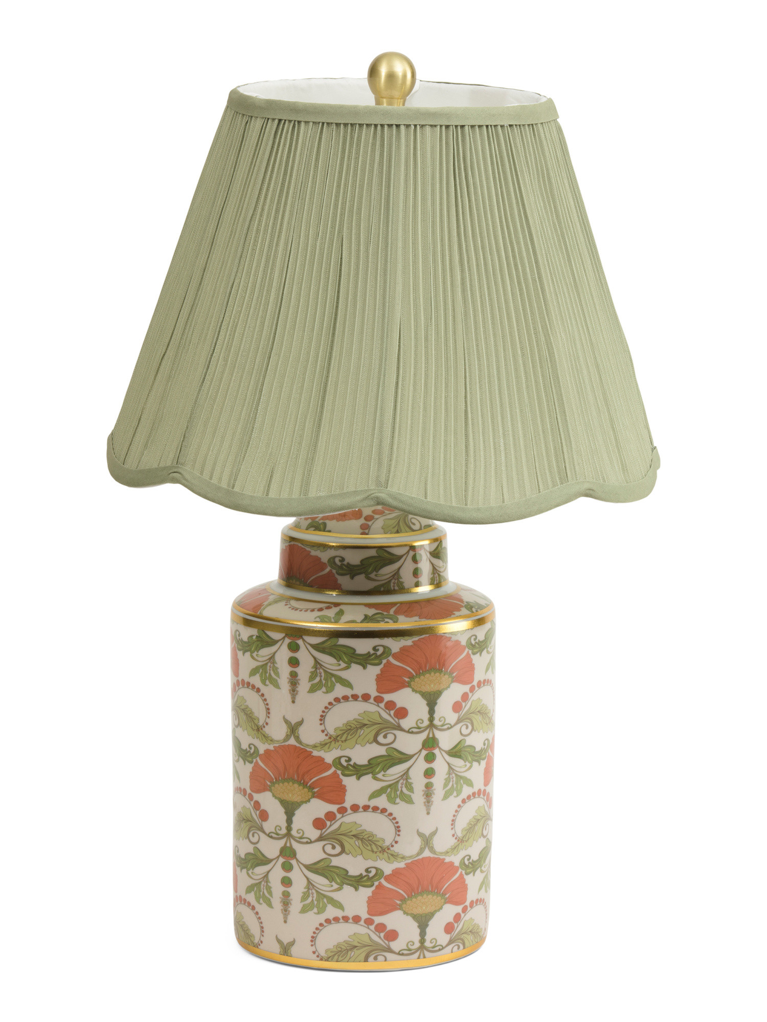 18.75in Printed Ceramic Table Lamp With Linen Scalloped Shade | Bedroom | Marshalls | Marshalls