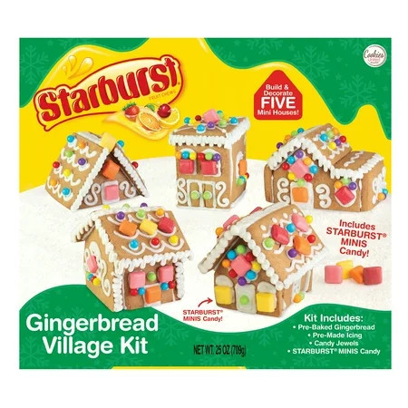 DIY Gingerbread Village Kit with Starburst Candies, Contains Wheat, Eggs, Soy, Milk, 25oz | Walmart (US)