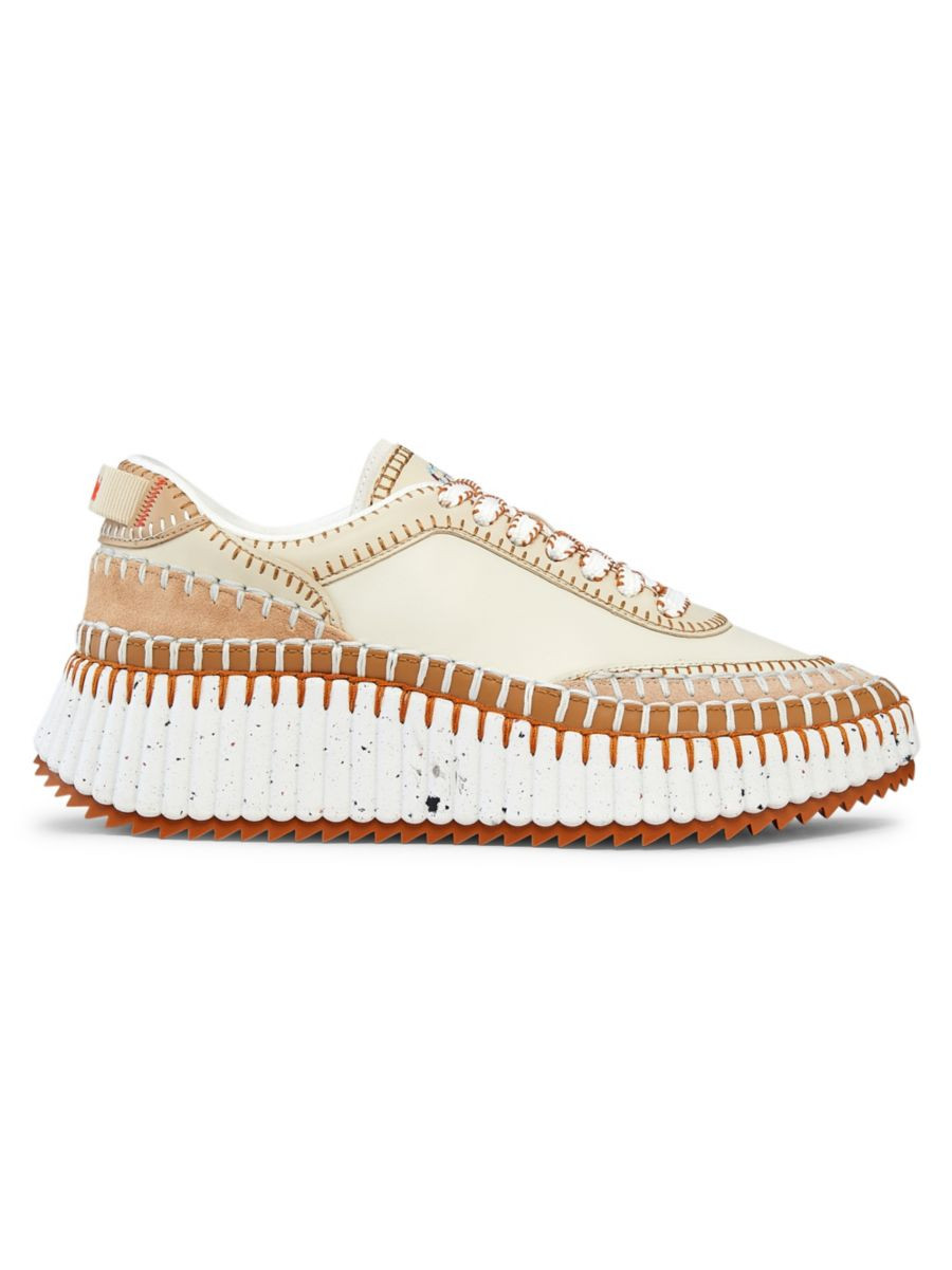 Shop Chloé Nama Leather Low-Top Sneakers | Saks Fifth Avenue | Saks Fifth Avenue