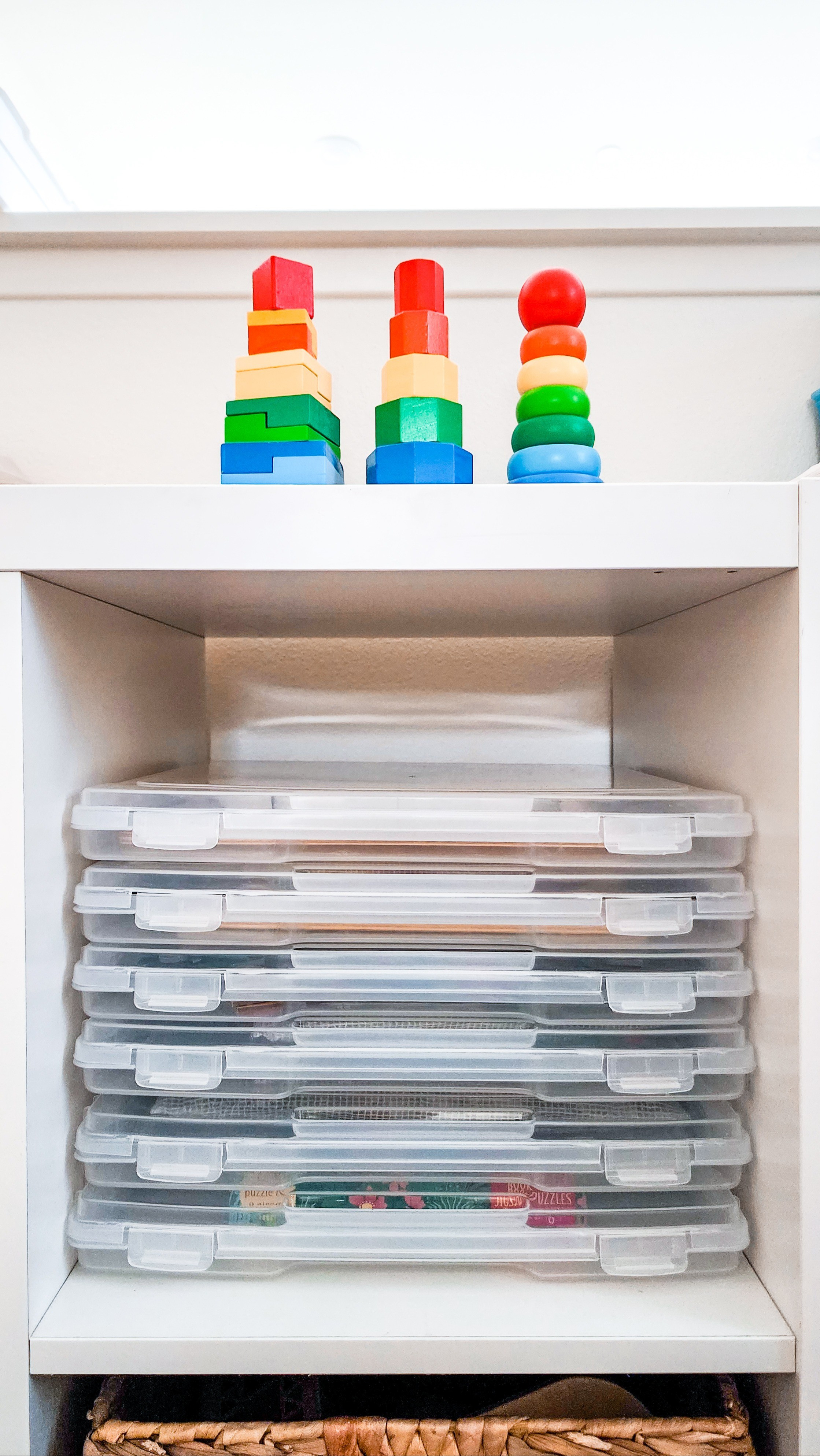 Puzzle Storage! Get rid of bulky boxes and use these to organize your kid's puzzles. Cut out the puzzle cover and lay flat inside! 

#LTKmomlife #LTKHome #LTKKids