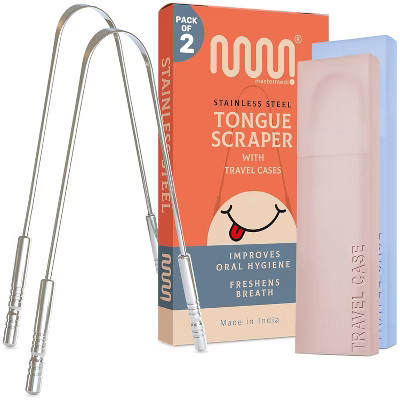 MasterMedi Tongue Scraper for Adults with Multicolor Travel Cases, Reduce Bad Breath, Tongue Cleaner for Oral Care & Hygiene (Pack of 2) | Target